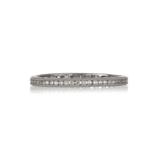 Estate Engraved Platinum Diamond Eternity Band