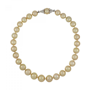 Estate Tiffany & Co. 18K White Gold Golden South Sea Pearl Tulip Necklace with Diamonds