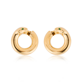 Vintage Cartier 18K Gold Emeralds Hoop Earrings