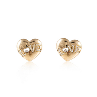 Estate Chopard 18K Gold Diamond Heart Clip Earrings