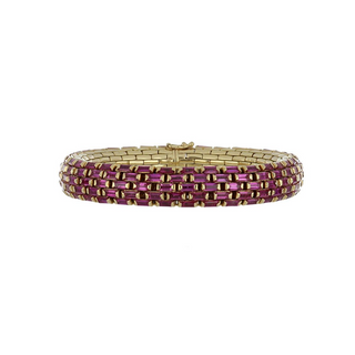 Vintage 1980s 18K Gold Ruby Link Bracelet