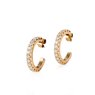 Vintage 18K Gold Diamond Hoop Earrings