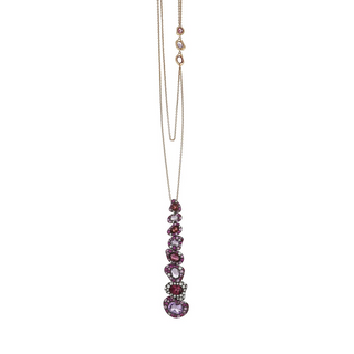 Rodney Rayner 18K Rose Gold Multi Gemstone "Via Roma" Pendant Necklace