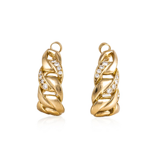 Estate Cartier 18K Gold Diamond Hoop Earrings