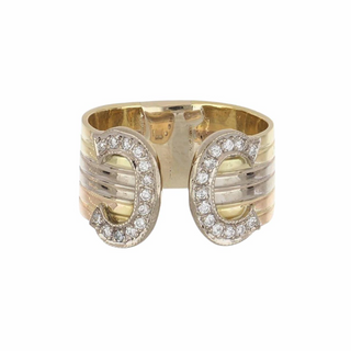 Vintage Cartier 'C de Cartier' 18K White Gold Diamond 3/4 Band