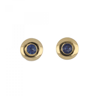 18K Gold Bezel-Set Sapphire Stud Earrings