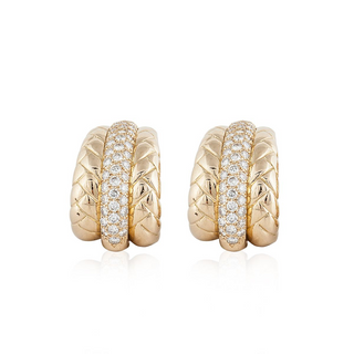 Estate Van Cleef & Arpels 18K Gold Braided Diamond Hoop Earrings