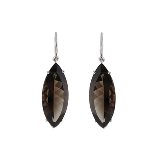Estate 18K White Gold Smoky Quartz Drop Earrings