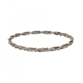 Estate Gurhan Sterling Silver Bangle Bracelet with 24K Gold Accents