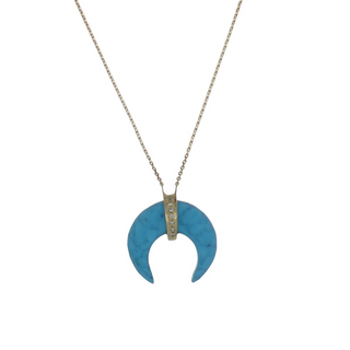 Estate Jacquie Aiche 14K Gold Turquoise Horn Pendant Necklace with Diamonds