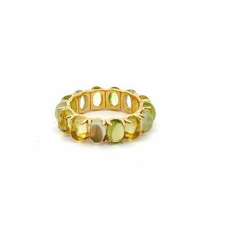 Estate 18K Gold Cabochon Prasiolite Eternity Ring