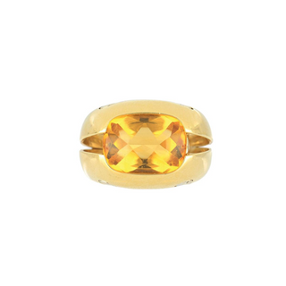 Vintage 1990s 18K Gold Citrine Screw Ring