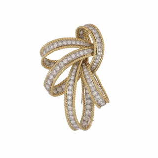 Mid-Century Cartier Diamond Looped Ribbon Pin