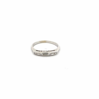 Art Deco 14K White Gold Single-Cut Diamond 7 Stone Band
