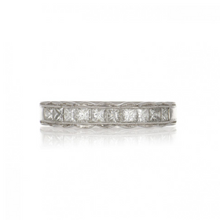 Estate Platinum Princess Cut Diamond Half Band