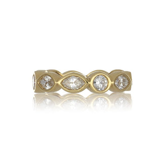Estate 18K Gold Round and Marquise Cut Diamond Eternity Band