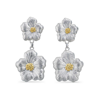 Buccellati Sterling Silver Gardenia Drop Earrings