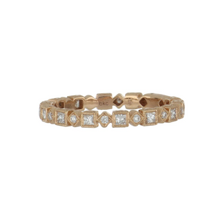 Estate Beverley K 18K Rose Gold Square and Round Cut Diamond Eternity Band