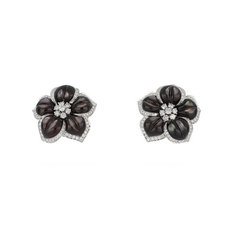 Ambrosi 18K White Gold Black Mother of Pearl & Diamond Earrings
