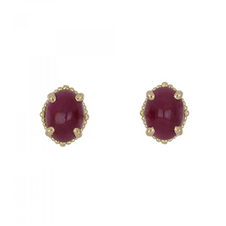 Tenenbaum Cabochon Ruby Stud Earrings