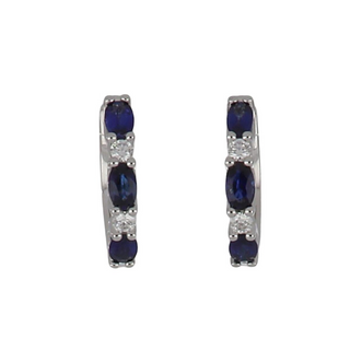18K White Gold Sapphire and Diamond Huggie Earrings
