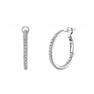 18K White Gold Diamonds Hoop Earrings