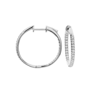 Estate 18K White Gold Diamond Inside/Out Hoop Earrings