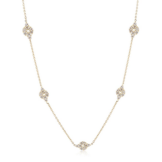 Estate 16" Diamond Cluster Station Necklace