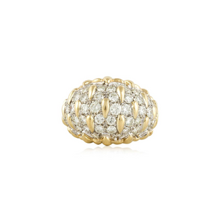 1990s 18K Gold Diamond Bombe Dome Ring