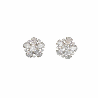 Estate Diamond Cluster Stud Earrings