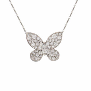 Estate Graff 18K White Gold Diamond Butterfly Pendant Necklace