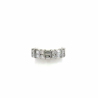 Estate Platinum Round and Baguette Diamond Band