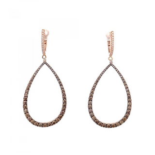 Estate 18K Rose Gold Brown Ombre Diamond Drop Earrings