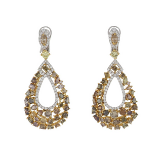 Estate 18K Fancy Colored Diamond Drop Earrings