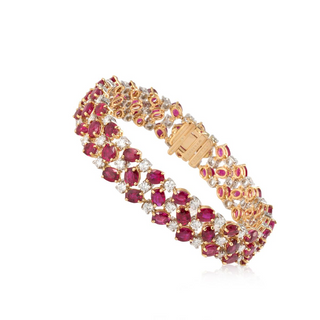 Vintage 1990s Oscar Heyman Ruby and Diamond Bracelet