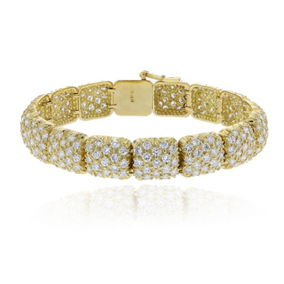 Estate 18K Gold Diamond Plaque Bracelet