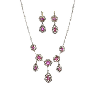 Belle Epoque 18K Gold & Silver Pink Sapphire & Diamond Jewelry Suite