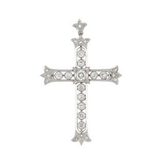 Edwardian Platinum Old European-Cut Diamond Cross