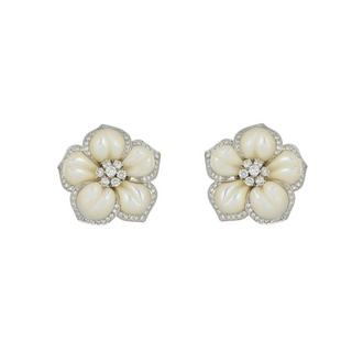 Ambrosi 18K White Gold Clip Earrings with Diamonds
