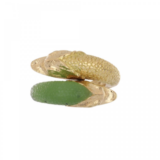 Vintage Swiss 1970s 18K Gold Carved Jadeite Fish Ring