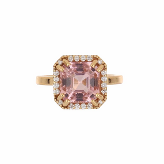 Lisa Nik 18K Rose Gold Asscher-Cut Pink Tourmaline & Diamond Halo Ring