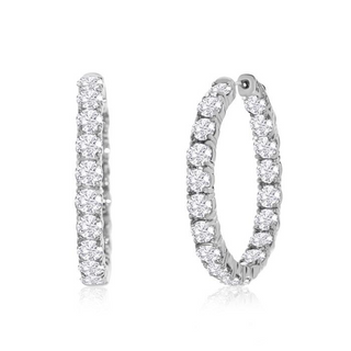 Tenenbaum 18K White Gold Diamond 1 1/4" Hoop Earrings