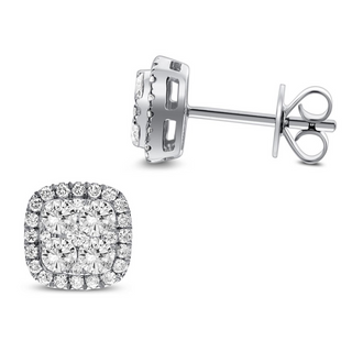 Tenenbaum 18K White Gold Diamond Cluster Halo Stud Earrings