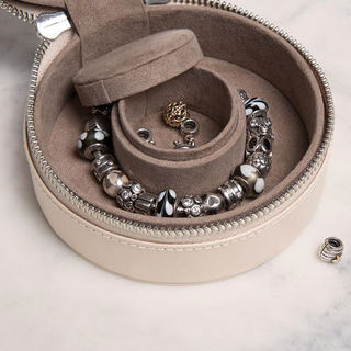 WOLF Sophia Zip Jewelry Case in Ivory