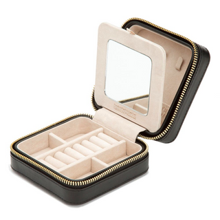 WOLF Caroline Quilted Jewelry Zip Case in Black