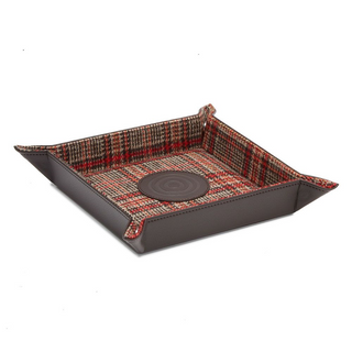 WOLF Brown Leather Snap Valet Tray in Negroni Tweed