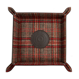 WOLF Brown Leather Snap Valet Tray in Negroni Tweed