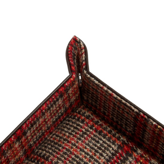 WOLF Brown Leather Snap Valet Tray in Negroni Tweed