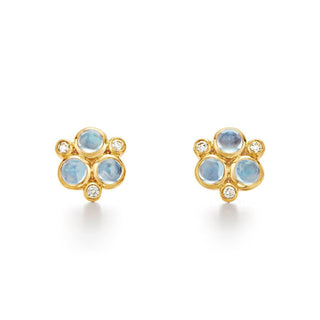 Temple St Clair 18K Gold Blue Moonstone Trio Stud Earrings with Diamonds