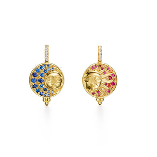 Temple St Clair 18K Gold Sapphire and Ruby Eclipse Drop Earrings with Diamonds
